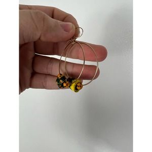 Vintage 80s gold hoops with beads